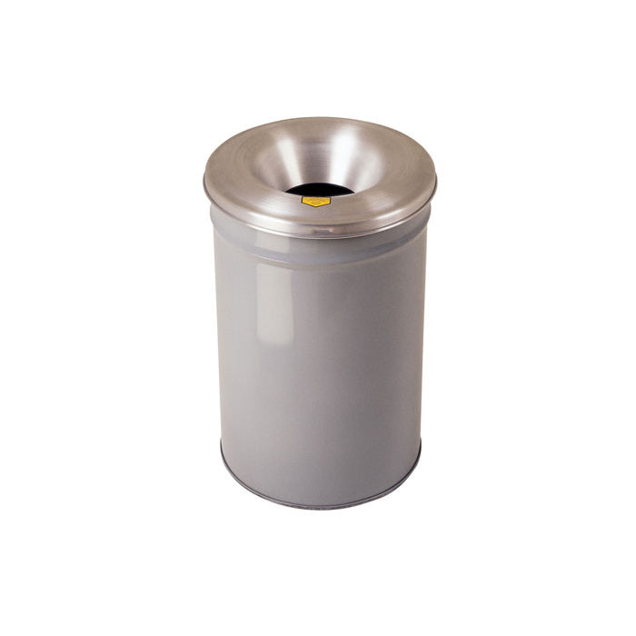 Justrite 12 Gallon Cease-Fire® Waste Receptacle, Safety Drum Can with Aluminum Head, Gray