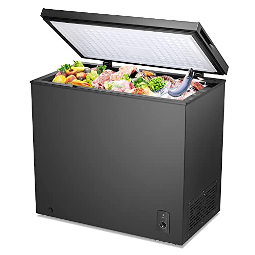 LHRIVER Chest Freezer, Quiet Compact Freezer with 7 Temperature Settings, Free-Standing Top Door Freezer for Home/Office (Black, 7.0 Cu.ft)