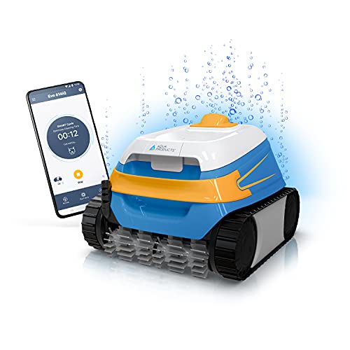 Aqua Products EVO614IQ Evo 614 iQ Automatic Robotic Cleaner with WiFi Connected App, Front and Back Brushes Designed to Climb, 60ft Cable with Swivel for In Ground Pools, Multicolor