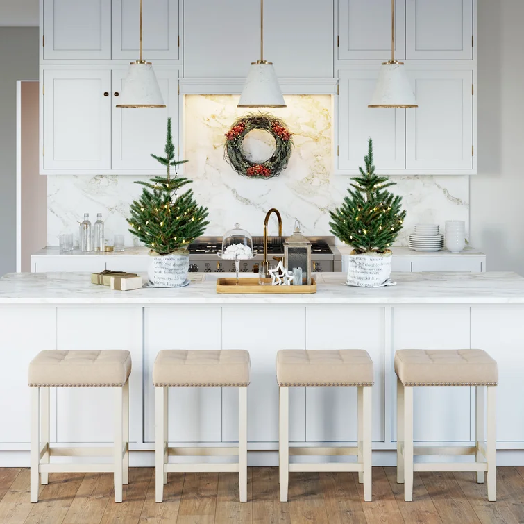 Firth Bar & Counter Stool Tufted Natural Flax/White