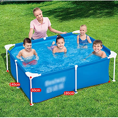 Pools Frame Square Steel Tube Swimming Frame Children's Thickened Outdoor Entertainment Folding Frame Easy to Carry Outdoor Large (Color : Blue, Size : 18014060cm)