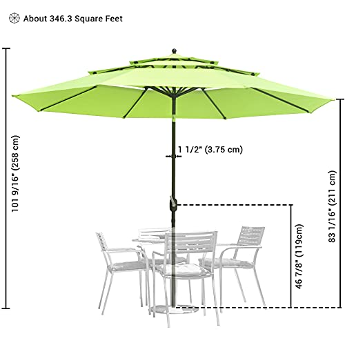 11ft Patio Umbrella, Outdoor Umbrella with 8 Steel Ribs, Patio Market Table Umbrella with Push Button Tilt and Crank for Garden, Lawn, Deck, Backyard & Pool,Green