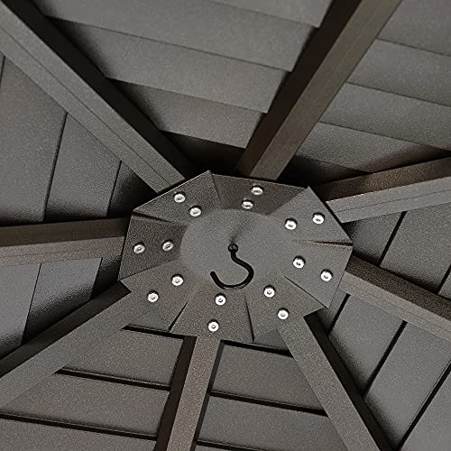 Outsunny 10' x 10' Outdoor Hardtop Patio Gazebo Steel Canopy with Aluminum Frame, Mesh Nettings, Curtains, & Top Hook, Light Brown