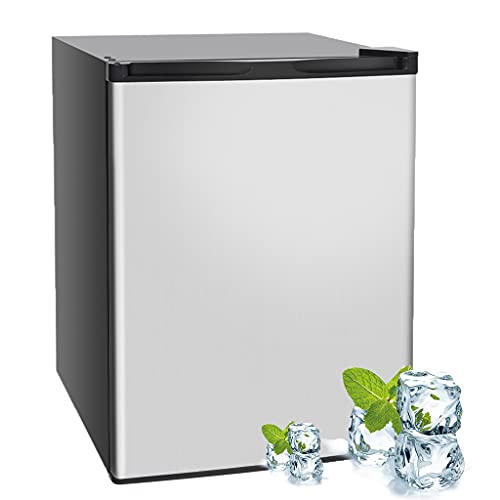 YZJC 2.1 Cu Ft Free Standing Upright Freezer, Leveling Leg, Adjustalbe Thermostat, Compact Reversible Stainless Steel Single Door Vertical Freezers for Home/Hotel/Dorm/Office or Bar (Silver)