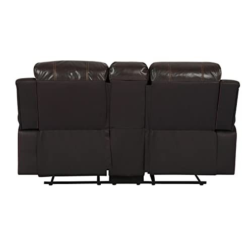 Reclining Sofa Air Leather Loveseat Recliner Chair Modern Living Room Set Furniture with Console Slate,Double Recliner Seat with Cup Holder,2-Seater with Flipped Middle Backrest for Theater Rv Sofa