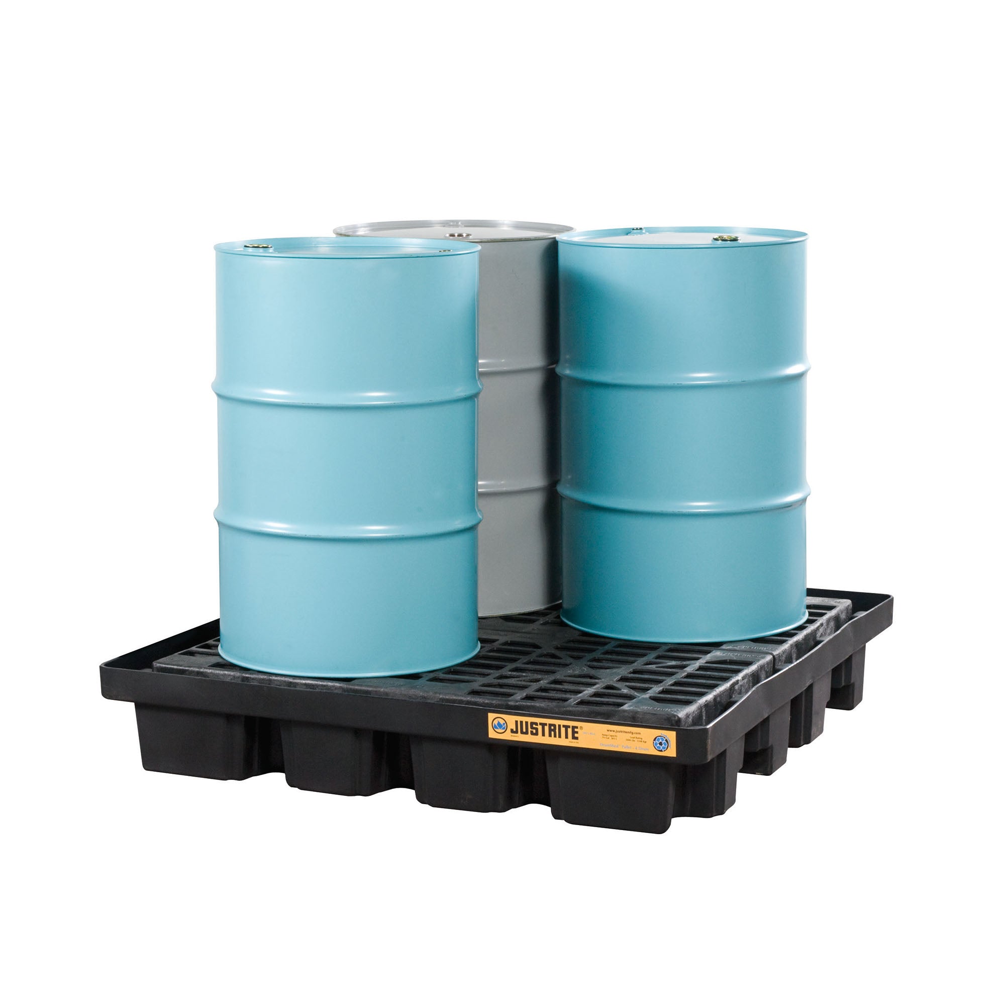 Justrite EcoPolyBlend™ Low Line Pallet For 4-Drum DrumShed™, Recycled Polyethylene