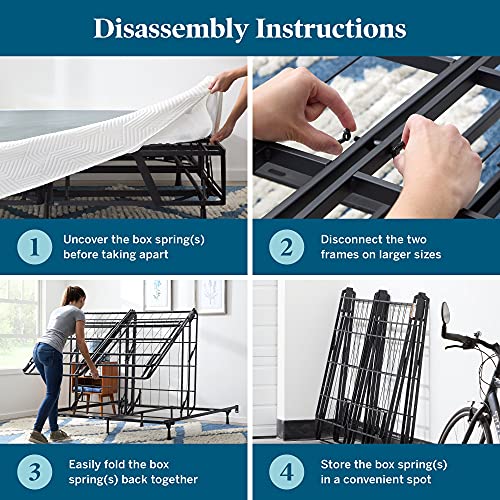Lucid 12 Inch Latex Hybrid Mattress and High-Profile 9 Inch Steel Foldable King Box Spring Foundation with Center Support Bolts