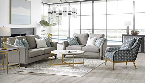 Acanva Luxury Mid-Century Leathaire Curved Arm Living Room Sofa, 66”W Loveseat, Grey