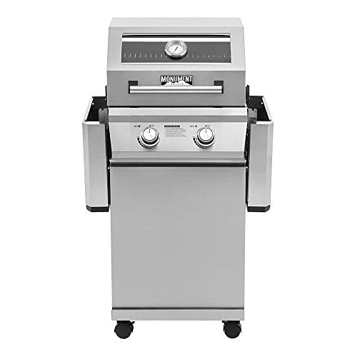 Monument Grills 14633 2-Burner Stainless Steel Liquid Propane Gas Grill with Clear View Lid, LED Controls