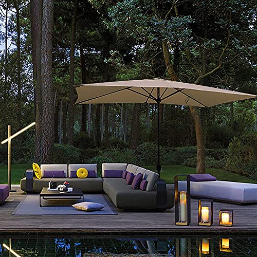 ンリアンに聞-花ラック Outside Umbrella for Patio Patio Umbrella Outdoor Patio Umbrella Rectangular with Crank(Color:Tan)
