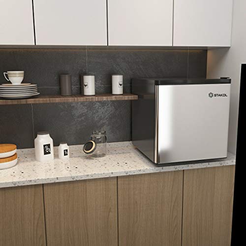 1.1 cu.ft. Compact Single Door Mini Fridge Freezer Upright Small Refrigerator Stainless Steel Perfect for small space 18 x 18 x 18.5 -inch (L x D x H)