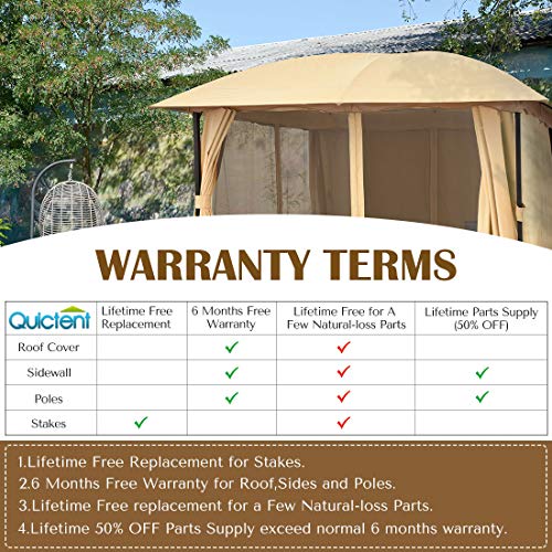 Quictent 12x12 ft Gazebo with Mosquito Netting and Sidewalls Soft top Screened Metal Gazebo Canopy Heavy Duty and Waterproof for Patios,Deck and Backyard (Tan)