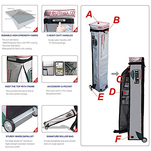 Eurmax Premium 10'x15' Ez Pop-up Canopy Tent Party Tent Commercial Instant Canopies Shelter with Heavy Duty Wheeled Carry Bag(Striped Blue)