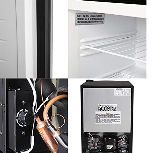 YZJC 2.1 Cu Ft Free Standing Upright Freezer, Leveling Leg, Adjustalbe Thermostat, Compact Reversible Stainless Steel Single Door Vertical Freezers for Home/Hotel/Dorm/Office or Bar (Silver)