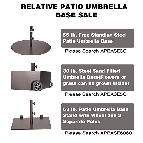 Abba Patio 9 by 7 Feet Rectangular Patio Umbrella with Solar Powered 32 LED Lights with Tilt and Crank, Brown