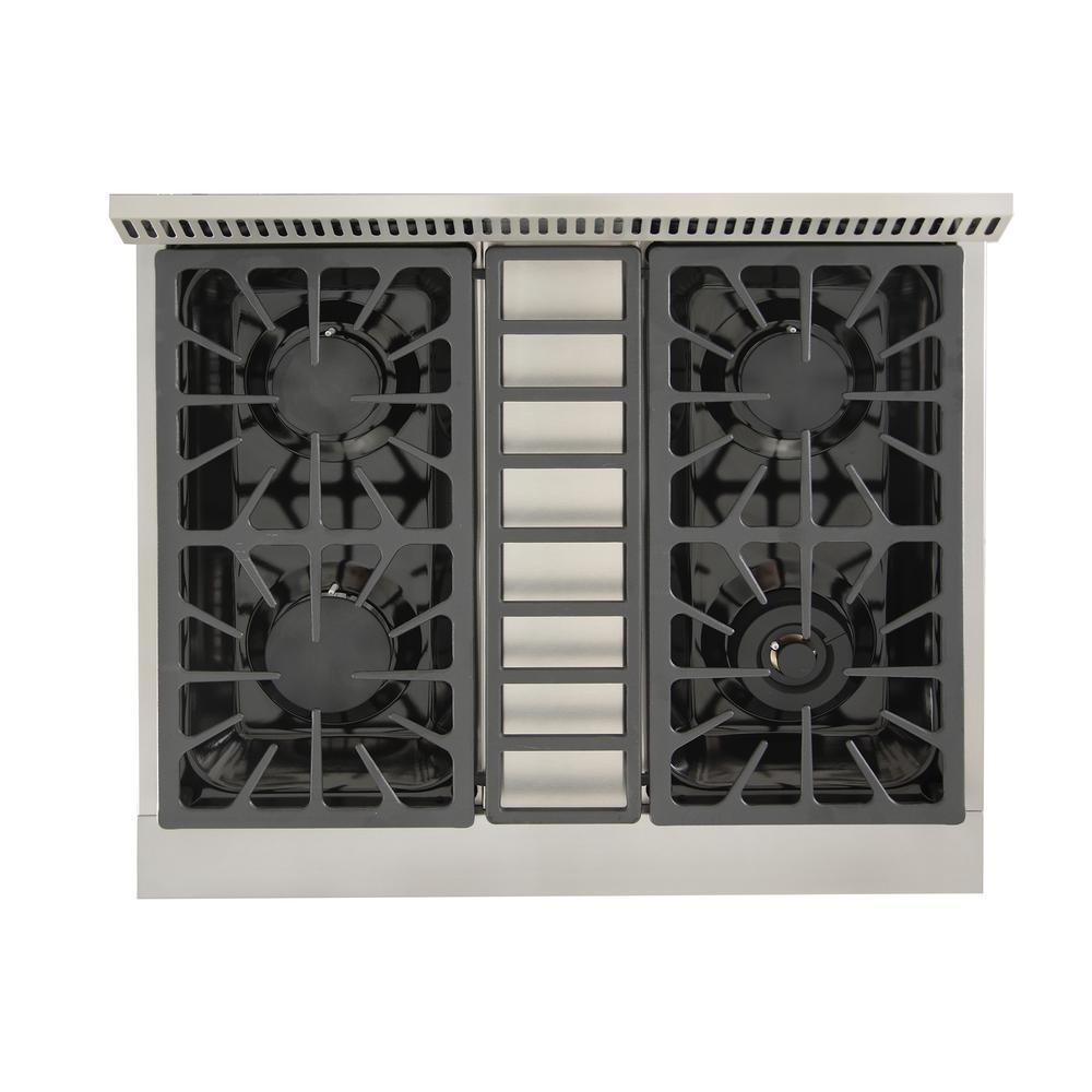 Kutch KRG3080U-S Pro-Style 30 in. 4.2 cu. ft. Natural Gas Range with Sealed Burners and Convection Oven in Stainless Steel New