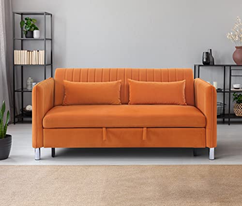 Lexicon Oakhill Velvet Convertible Studio Sofa with Pull-Out Bed, 72