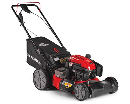 Craftsman M275 159cc 21-Inch 3-in-1 High-Wheeled Self-Propelled FWD Gas Powered Lawn Mower, with Bagger, Red