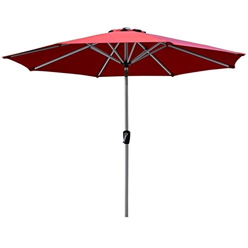 Garden Parasol Umbrella, 2.6m/8.5ft Steel with Crank Handle, Compact Sun Shade for Outdoor Patio (Color : Red)