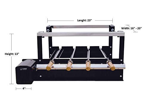 Brazilian Rotisserie Portable Charcoal Grill, Gas Grill, 4-Skewers Churrasqueira
