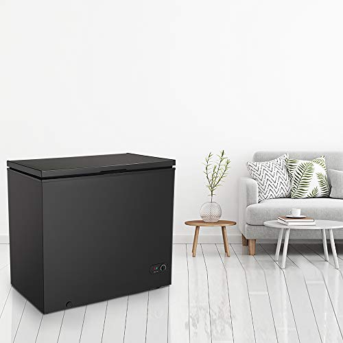 Joy Pebble Chest Freezer 7.0 Cubic Feet with Removable Baskets Free-Standing Top Open Door Freezers -4℉ to 6.8℉ Adjustable Temperature/Front Defrost Water Drain/Energy-saving/UL Certified-BLACK