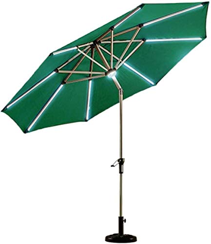DXYSS Outdoor Garden Parasol 2.7m(9ft) Solar Lighted Patio Umbrella with Tilted Aluminum Crank/Parasol Base from Sunshine to Starlight for Fishing/Garden/Café