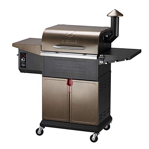Z GRILLS 600sq.in. Wood Pellet Grill Smoker for Outdoor Cooking, 8-in-1 & Pid Controller (Brown-cabinet)