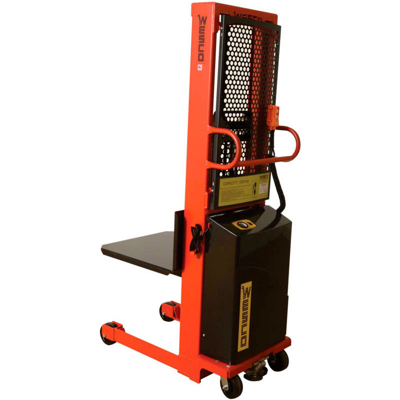 Wesco 261074 1500 lb. Load Powered Lift Electric Platform Stacker with 24