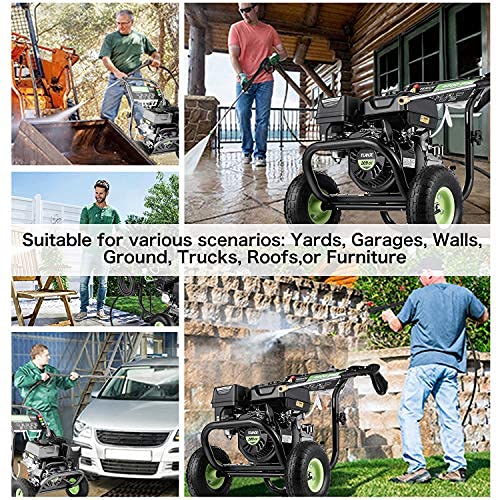 TEANDE 4200PSI Gas Pressure Washer, 209CC Gas Powered Pressure Washer, 3GPM Power Washer with 5 Adjustable Nozzles, Dual soap Tank (Black)