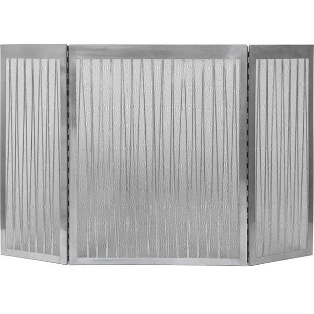 Dagan 3-Fold Linear Satin Nickel Fireplace Panel Screen