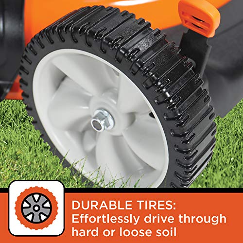 BLACK+DECKER 21 Inch 140cc 3-in-1 Gas Powered Walk Behind Push Mower - Side Discharge, Mulching, and Bagging Capabilities, Black and Orange