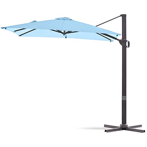 VINEY Boulevard 9x9 ft. Square Aluminum Cantilever Umbrella Offset Patio Umbrella Outdoor Market Umbrellas | 360° Rotation & Infinite Tilting System | Fade Resistant Solution Dyed Canopy (Sky Blue)