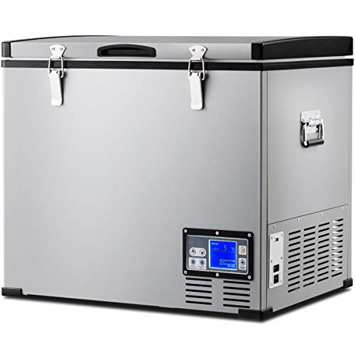 COSTWAY Car Freezer, 63 Quart Compressor Travel Refrigerator -0.4°F to 50°F, Portable & Compact Single Door Vehicle Electric Cooler Fridge, Refrigerator with LCD Display & Lighting Bulbs(63 Quart)