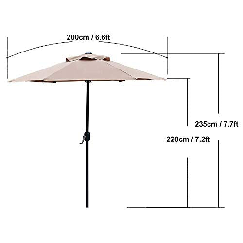 qazxsw 6 Feet Patio Umbrella Outdoor Table Umbrella with 6 Sturdy Ribs, Perfect for Patio/Garden/Yard/Pool, Crank Design
