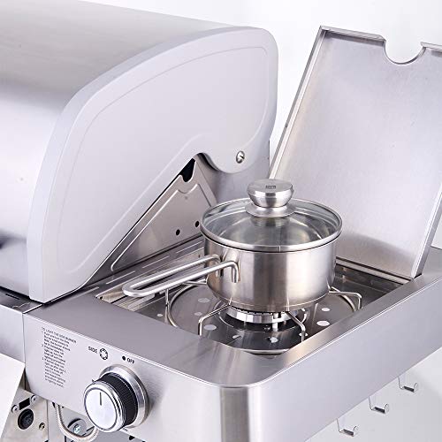 Monument Grills 24367 4-Burner Stainless Steel Propane Gas Grill with Side & Side Sear Burners, Built in Thermometer, and LED Controls