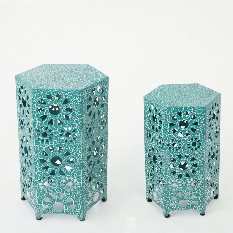 Crepeau 2 Piece End Table color teal