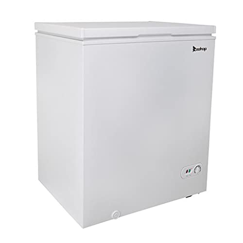 ZOKOP Chest Freezer 5.0 cu.ft Small Deep Freezer Mini Outdoor Chest Freezers with 7 Temperature Settings Ideal for Apartment, Condo, Office, RV, Cabin, Small Kitchen, White