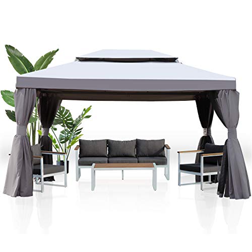 Grand patio 10x13 Feet Patio Gazebo, Outdoor Canopy with Mosquito Netting and Shade Curtains，Sturdy Straight Leg Tent for Backyard & Party & Event