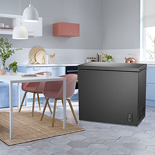 Kismile Chest Freezer Free Standing Top Door, Compact Chest Freezer with Removable Basket for Indoor Use