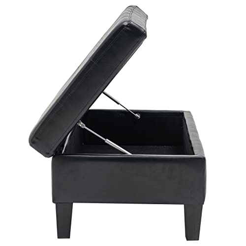 ANSTAND Simple Nordic Style Convertible Sectional Sofa with Reversible Chaise,Tufted PU Leather 3-Seat L-Shape Sofa Set with Storage Ottoman for Living Room,76.4