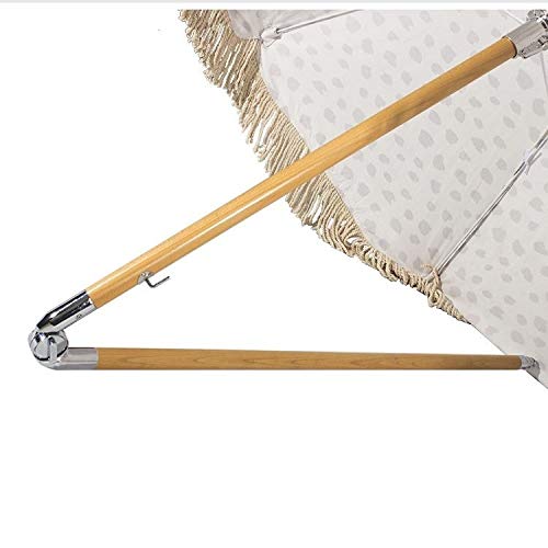 HYDT Outdoor Patio Parasol with Tassel ＆ Sand Anchor, Portable Beach Tilting Umbrella for Outdoor Sunscreen UV Protection, 1.8m/6ft