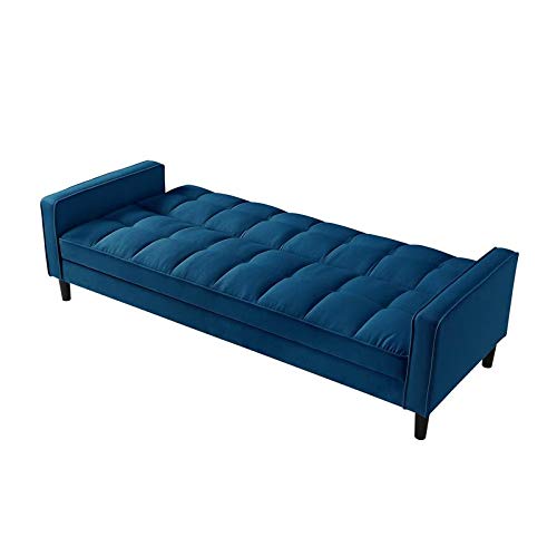Posh Living Loft Lyfe Toyah Linen Fabric Convertible Sleeper Sofa in Blue