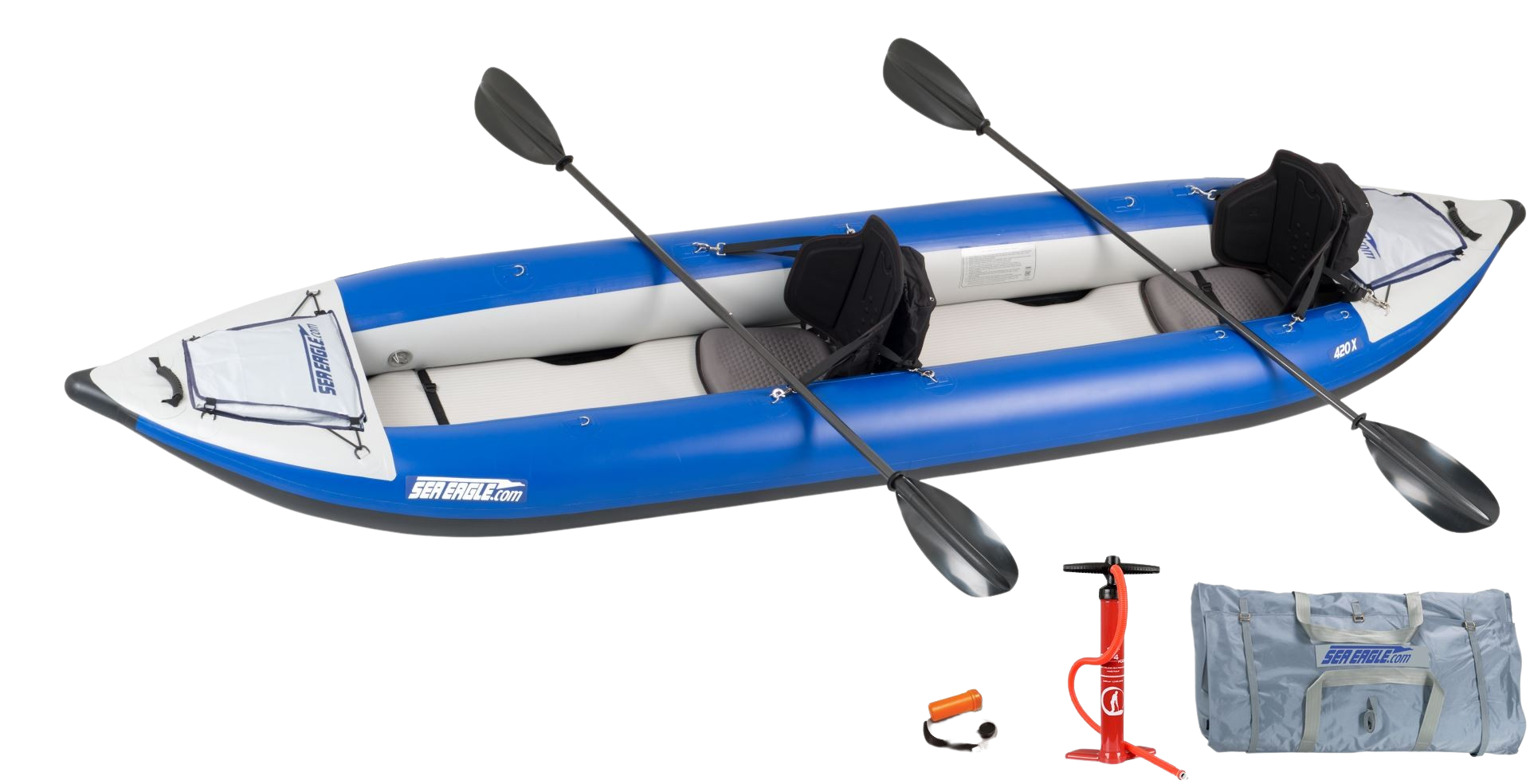 Sea Eagle 420X Explorer Inflatable Kayak Pro Carbon Package Blue Gray New