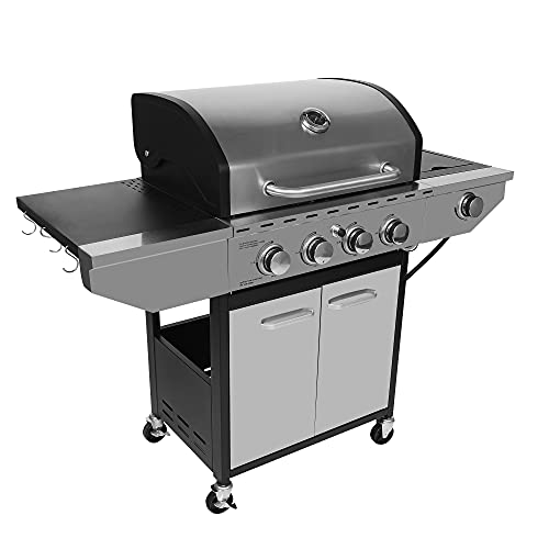 DIMAR GARDEN 4-Burner Propane Gas Grill with Side Burner, Stainless Steel, Cabinet for Cooking