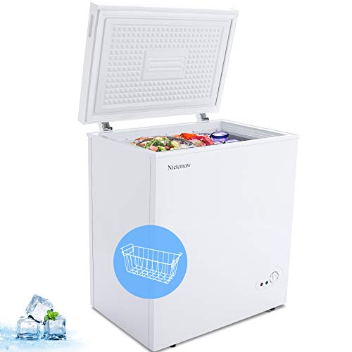 5.3 Cu.Ft Large Capacity,Chest Freezer Nictemaw Refrigerator, with Energy Saving & Low Noise, Adjustable thermostat control, White refrigerator that can be installed anywhere
