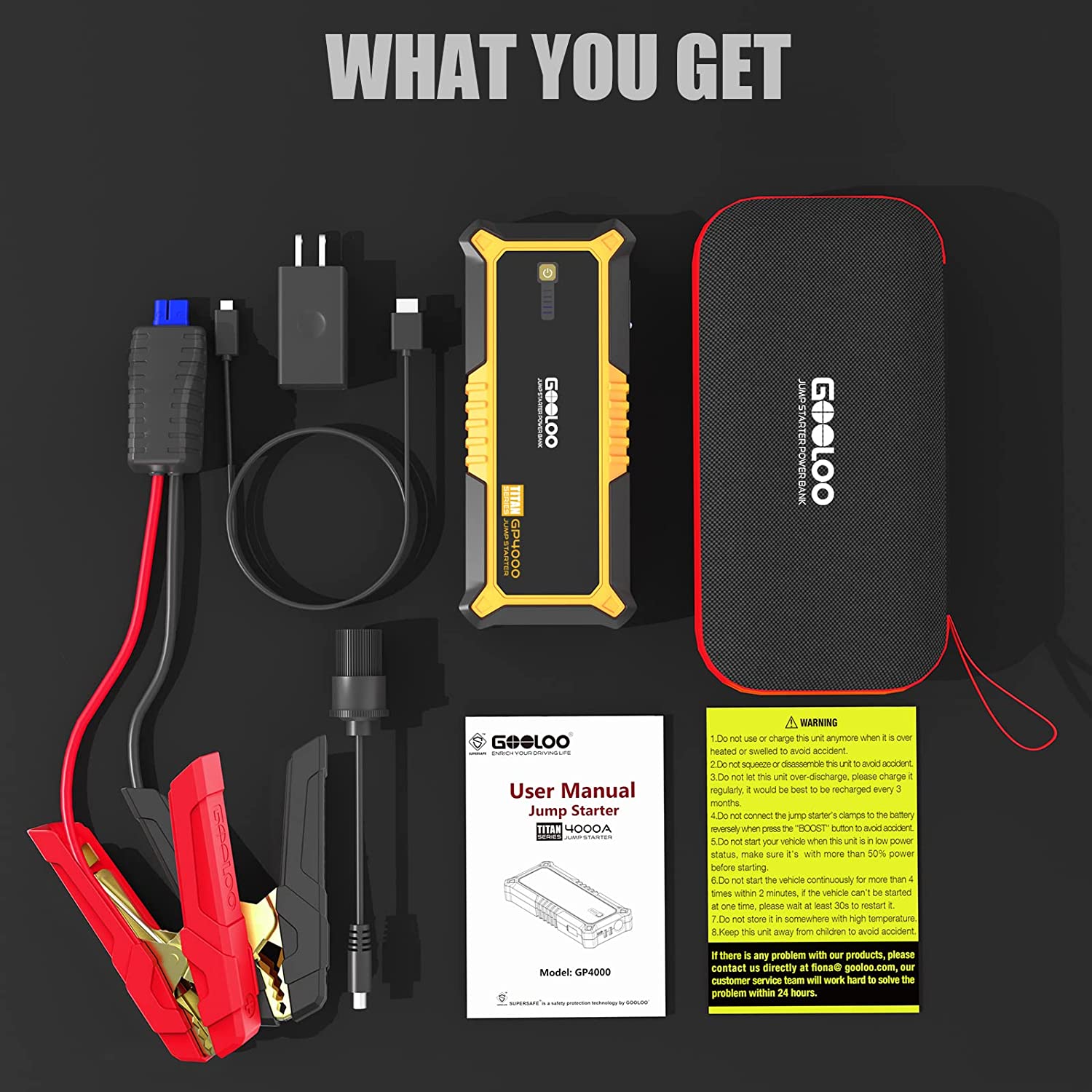 GOOLOO GP4000A Peak SuperSafe Car Battery Jump Starter 26800mAh Sealed New