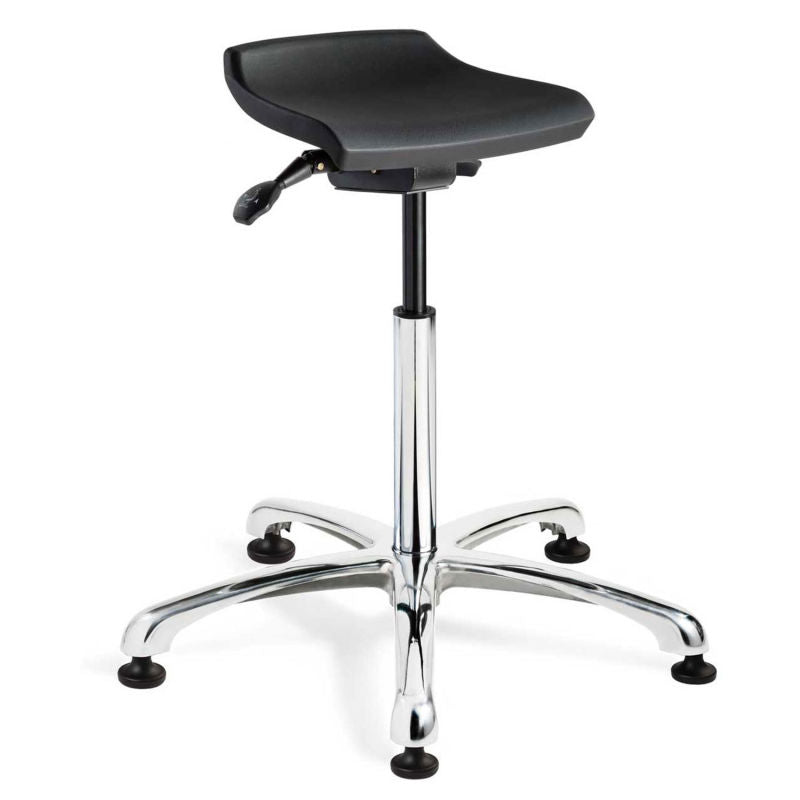 Bevco Sit Stand Stool D3555 - Polyurethane - Black with Aluminum Base