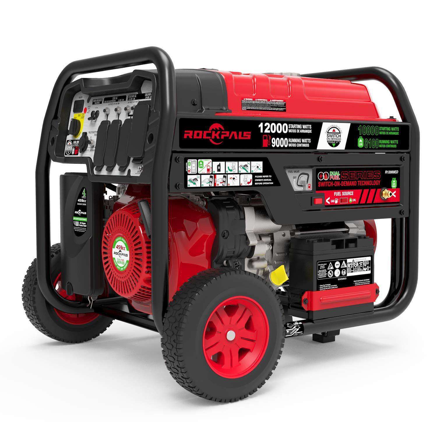 Rockpals RP12000ED 9000W/12000W Electric Start Dual Fuel Portable Generator New