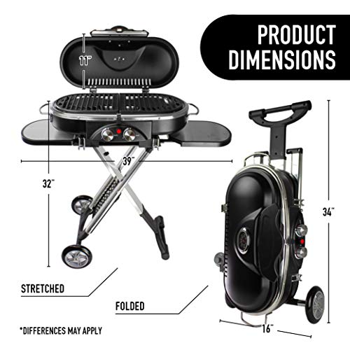 Mototeks, Inc. Portable BBQ Grill Propane Matchless Lighting Foldable CART for Camping Outdoor (Black)