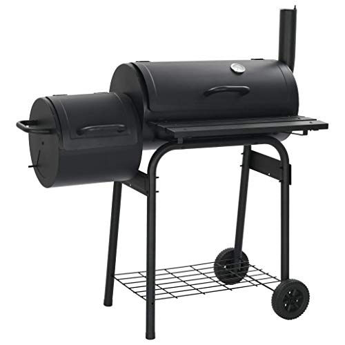Tbest Portable BBQ Charcoal Grill Offset Smoker Combo with Wheels,Barbeque Cooker Smoker,Outdoor Cooking for Backyard Patio Camping Home,Black
